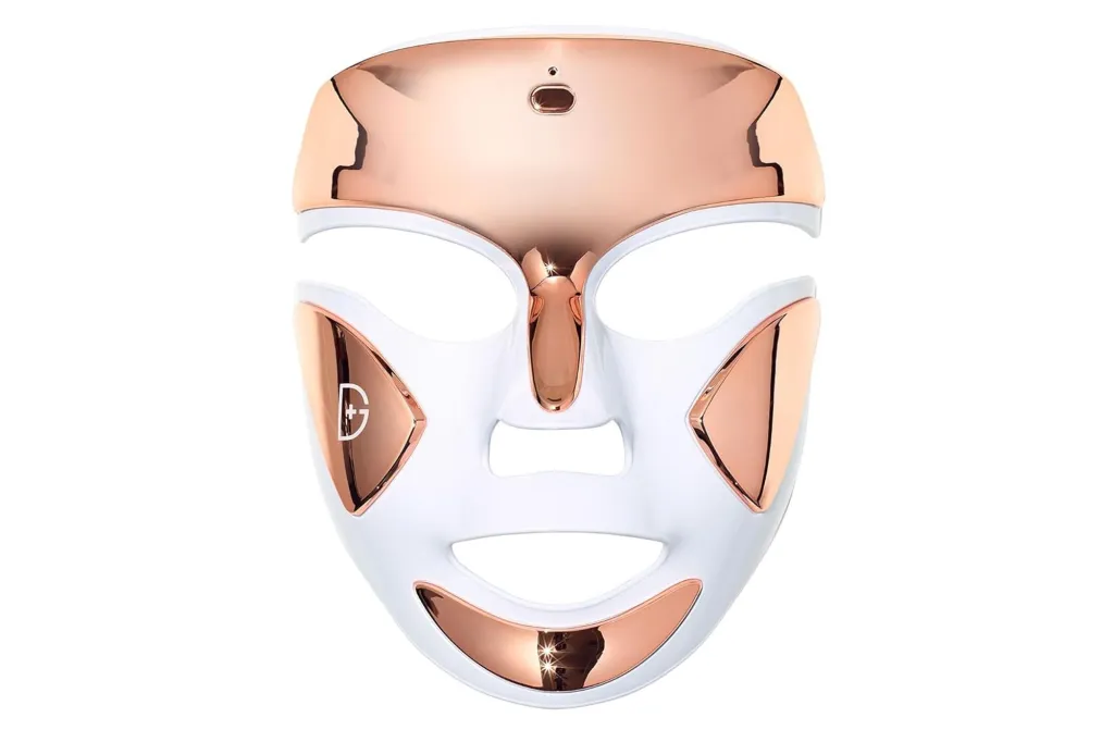 White and rose gold Dr. Dennis Gross LED mask.
