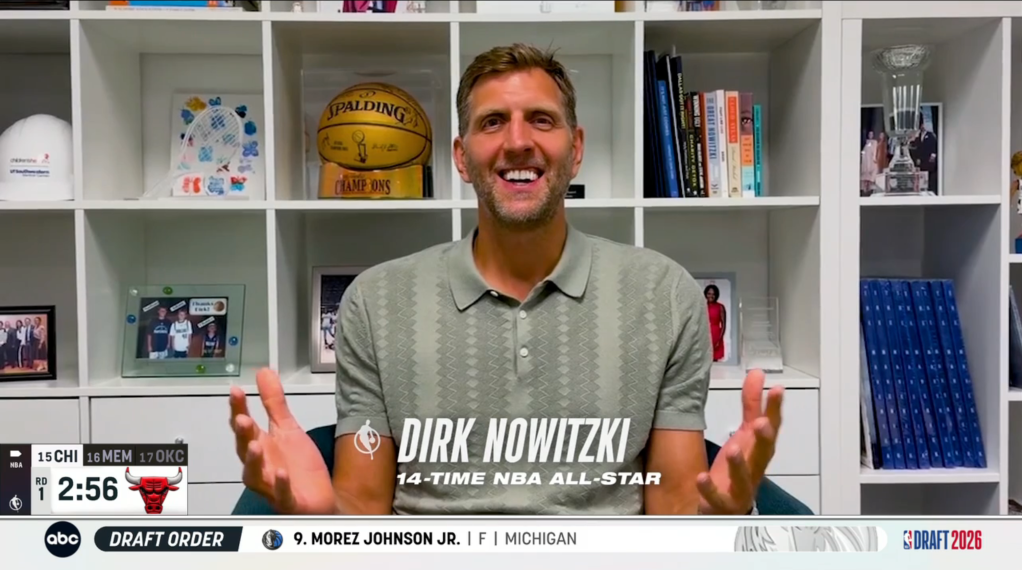 Dirk Nowitzki, a 14-time NBA All-Star, on a video call.