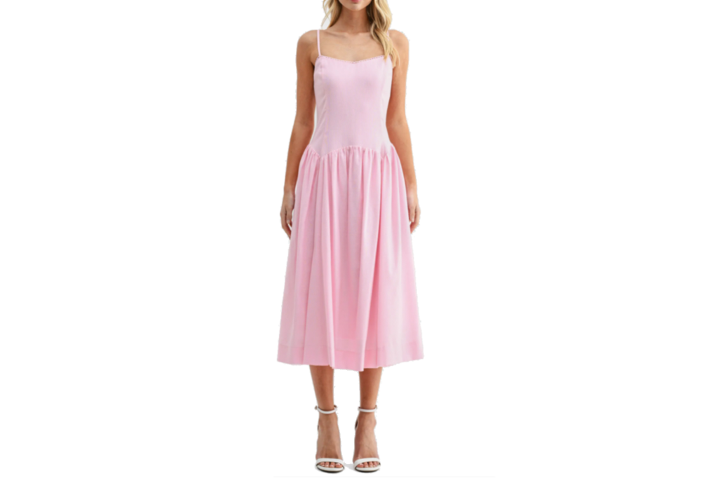 All in Favor Drop Waist Cotton & Linen Midi Dress