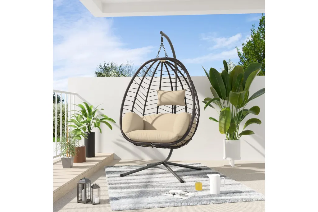 A chair on a patio