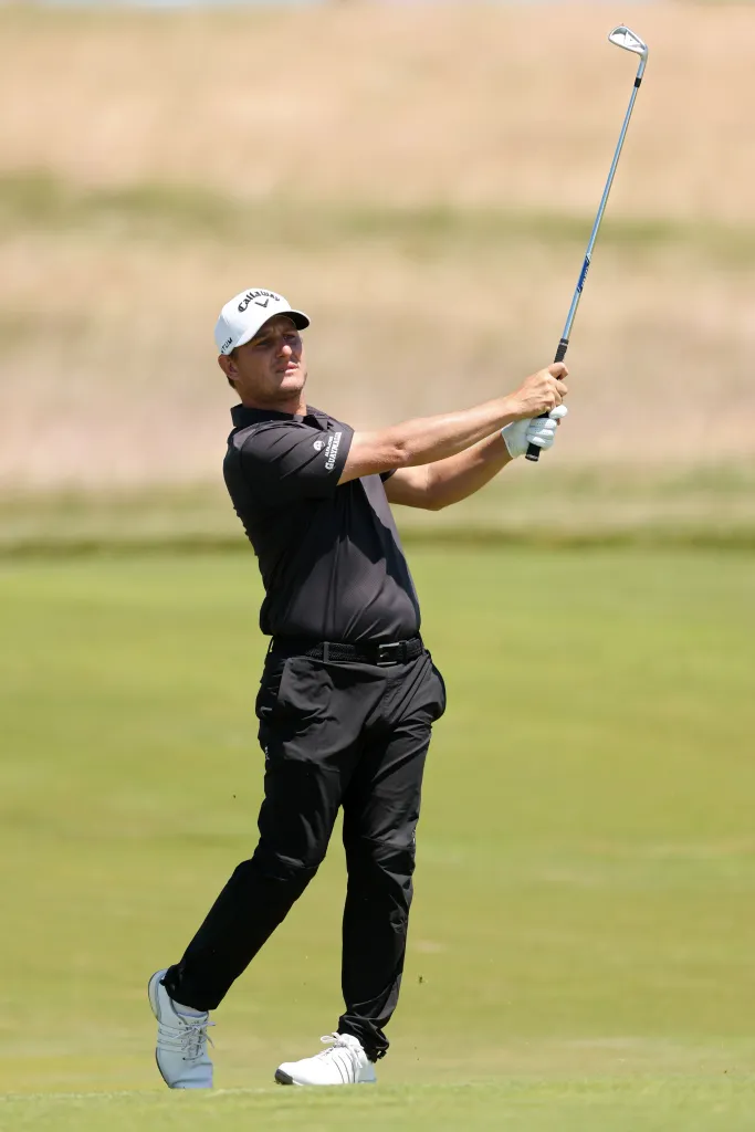 Emiliano Grillo hitting his second shot on the 13th hole during round three of the 126th U.S. Open.