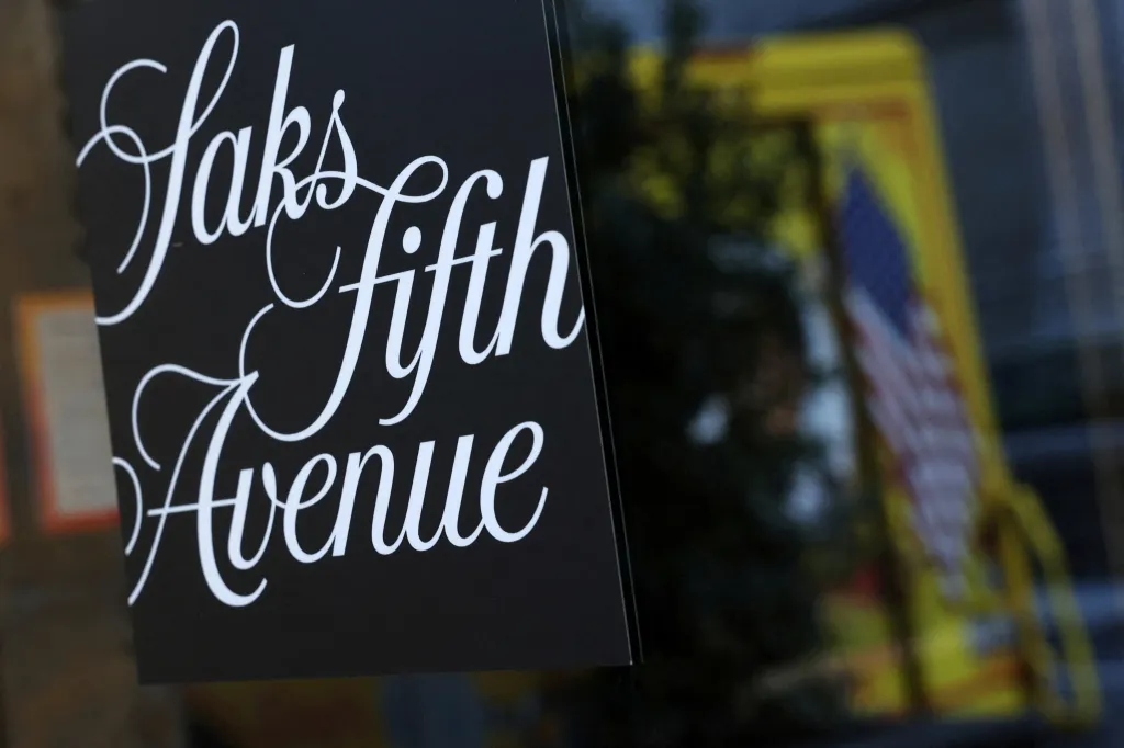 The Saks Fifth Avenue flagship store sign in New York City.