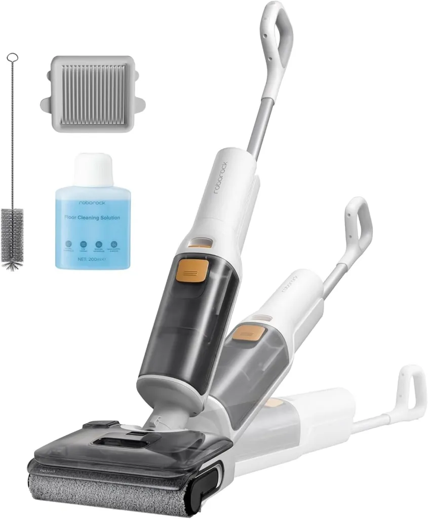 Roborock F25 GT wet/dry vacuum cleaner with accessories.