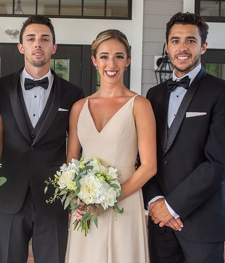 Matthew Gaudreau (left), Katie Gaudreau (center) and Johnny Gaudreau (right) at Matthew Gaudreau's wedding.