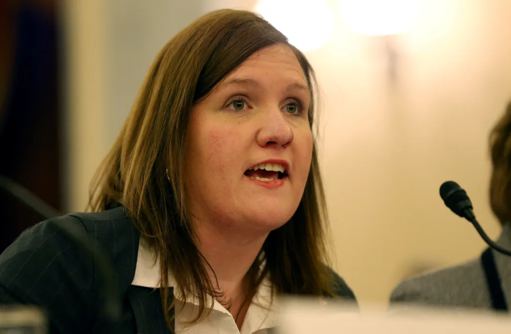 Federal Trade Commissioner Rebecca Slaughter testifies on the "Oversight of the Federal Trade Commission" before the U.S. Senate Consumer Protection, Product Safety, Insurance and Data Security Subcommittee in the Russell Senate Office Building in Washington, U.S., November 27, 2018.