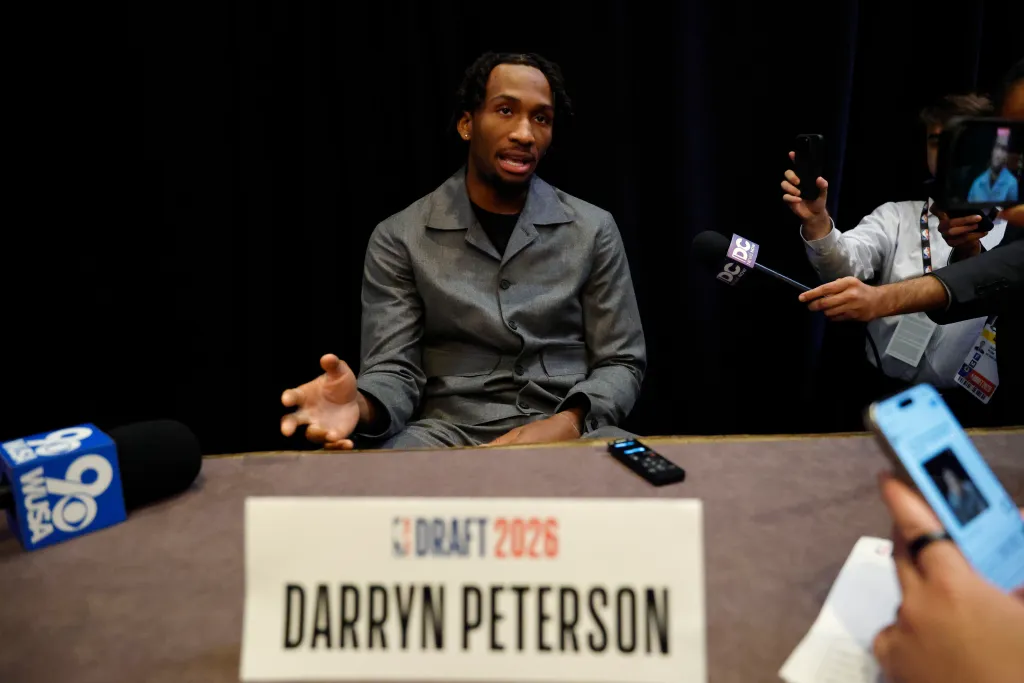 Darryn Peterson speaks at the 2026 NBA Draft Prospect Availability.