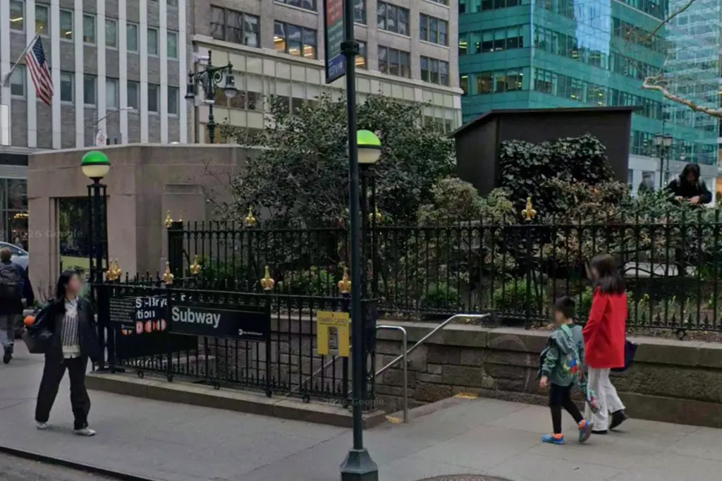 Google maps image showing Exterior of Bryant Park Subway Station.