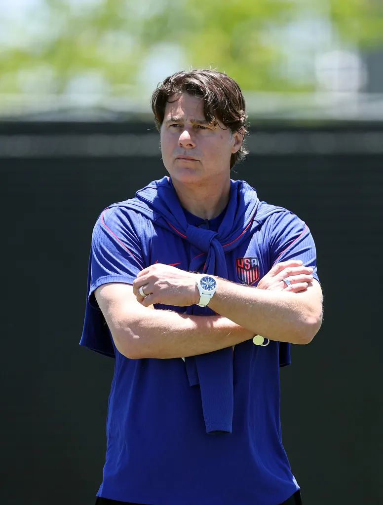 Head coach Mauricio Pochettino of the United States watches during a training session for the 2026 World Cup at Great Sports Park on June 20, 2026 in Irvine, California.