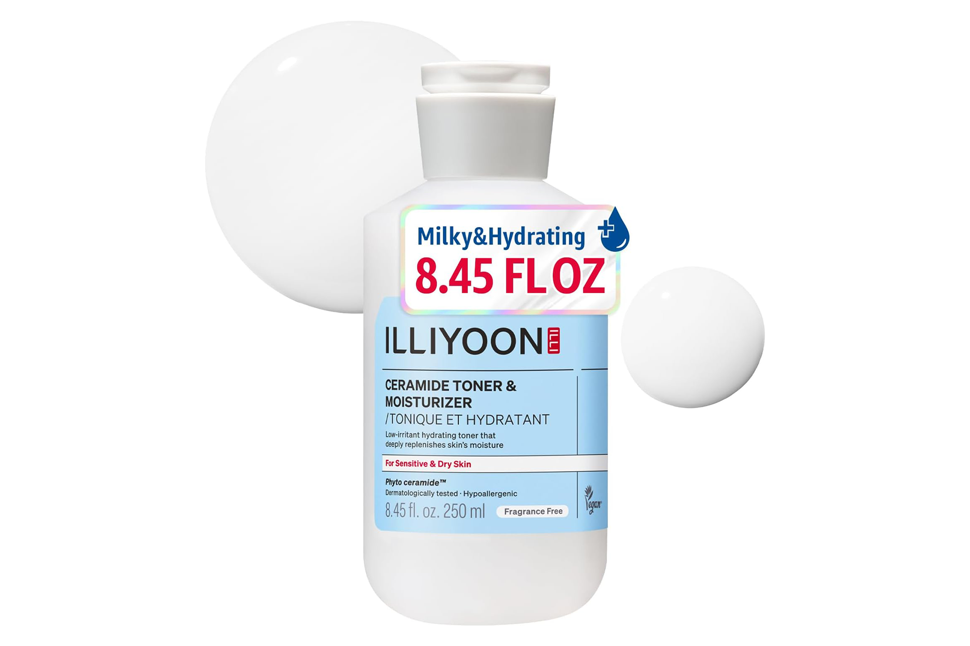 ILLIYOON Ceramide Toner & Moisturizer for sensitive and dry skin, 8.45 fl. oz.