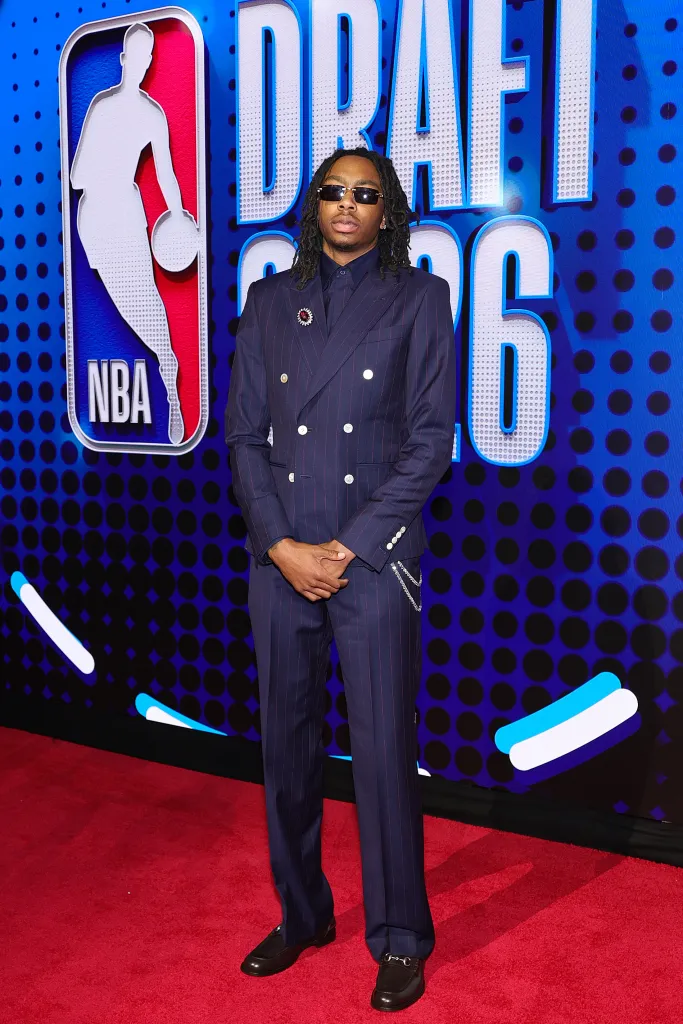 Isaiah Evans poses on the red carpet prior to Round One of the 2026 NBA Draft at Barclays Center on June 23, 2026 in New York City.