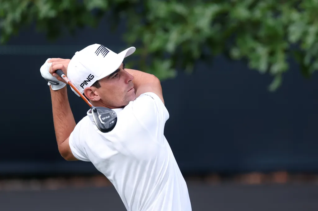 Joaquín Niemann of Chile plays a shot from the second tee during the second round of the 126th U.S. Open.