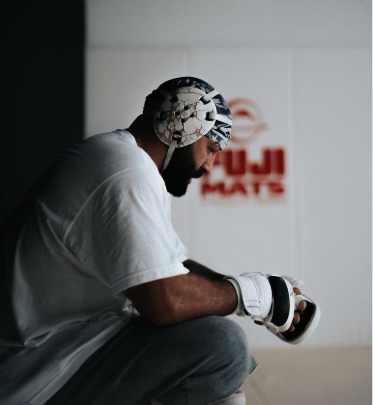 Josh Hokit wearing wrestling gear.