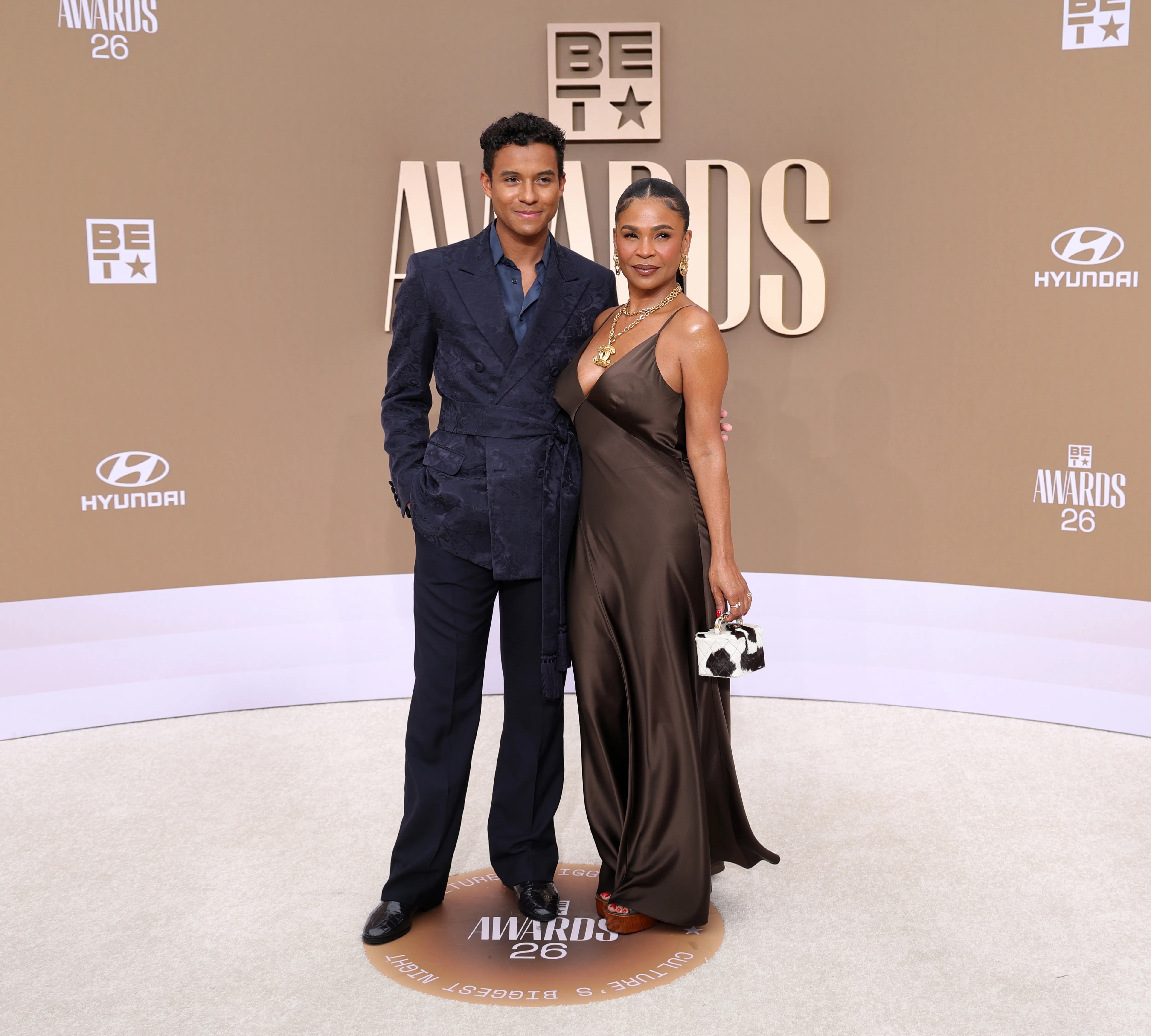 Jaafar Jackson and Nia Long attend the 2026 BET Awards at Peacock Theater on June 28, 2026 in Los Angeles, California. 