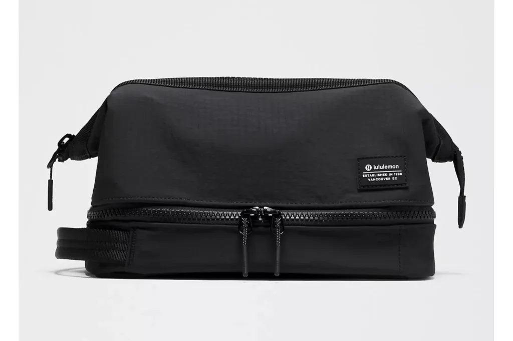 A black toiletry bag