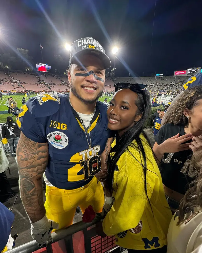 Blake Corum and Makiah Corum posing for a photo.