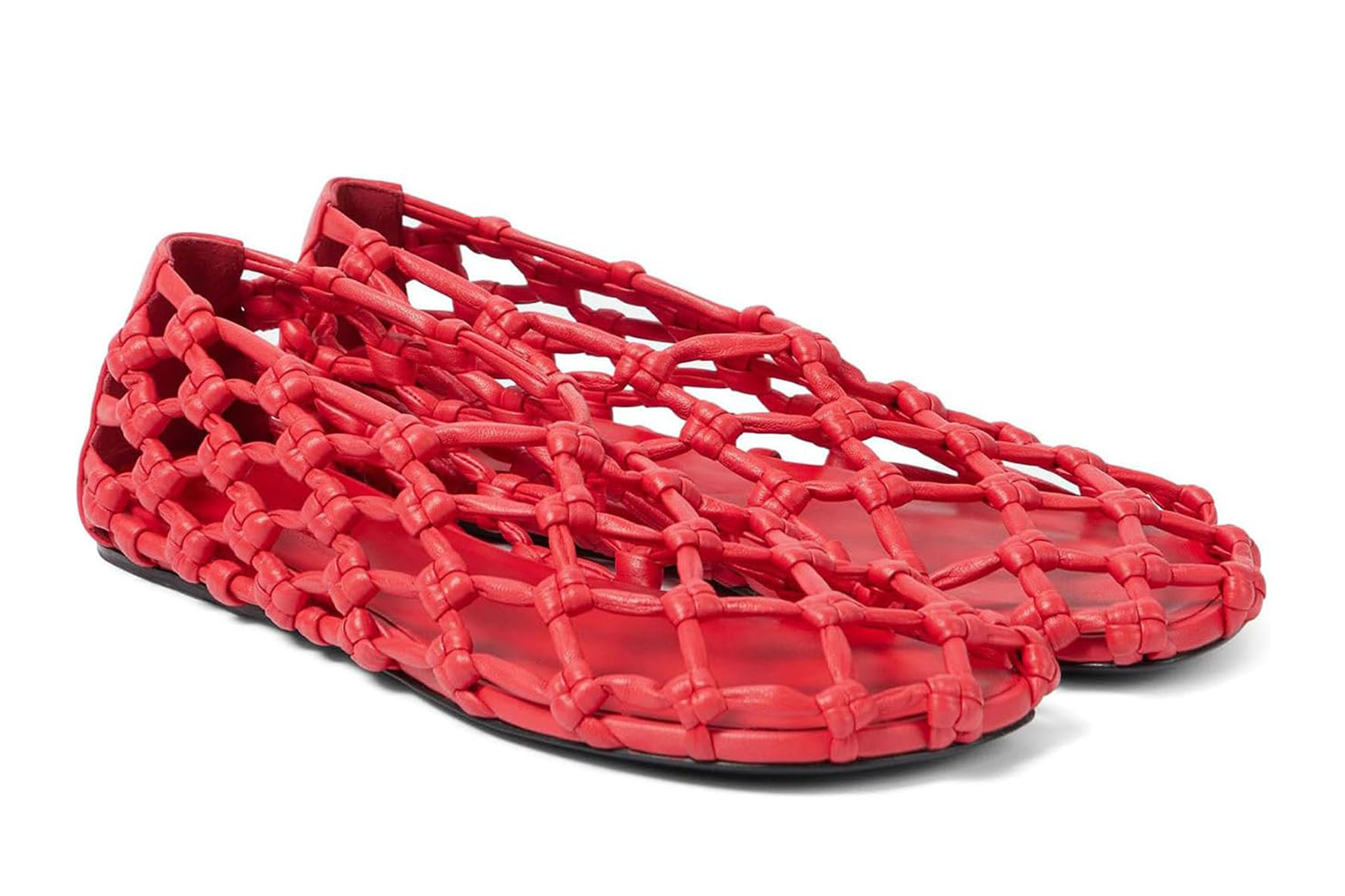Pair of red mesh flats.