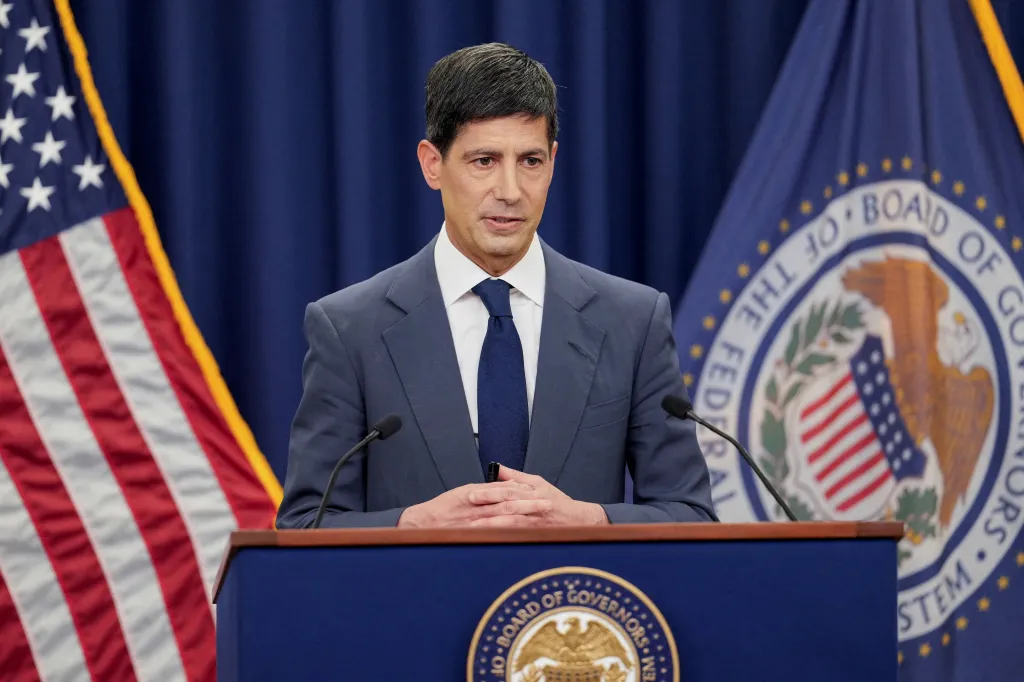 Kevin Warsh, Chairman of the U.S. Federal Reserve, speaking at a press conference.