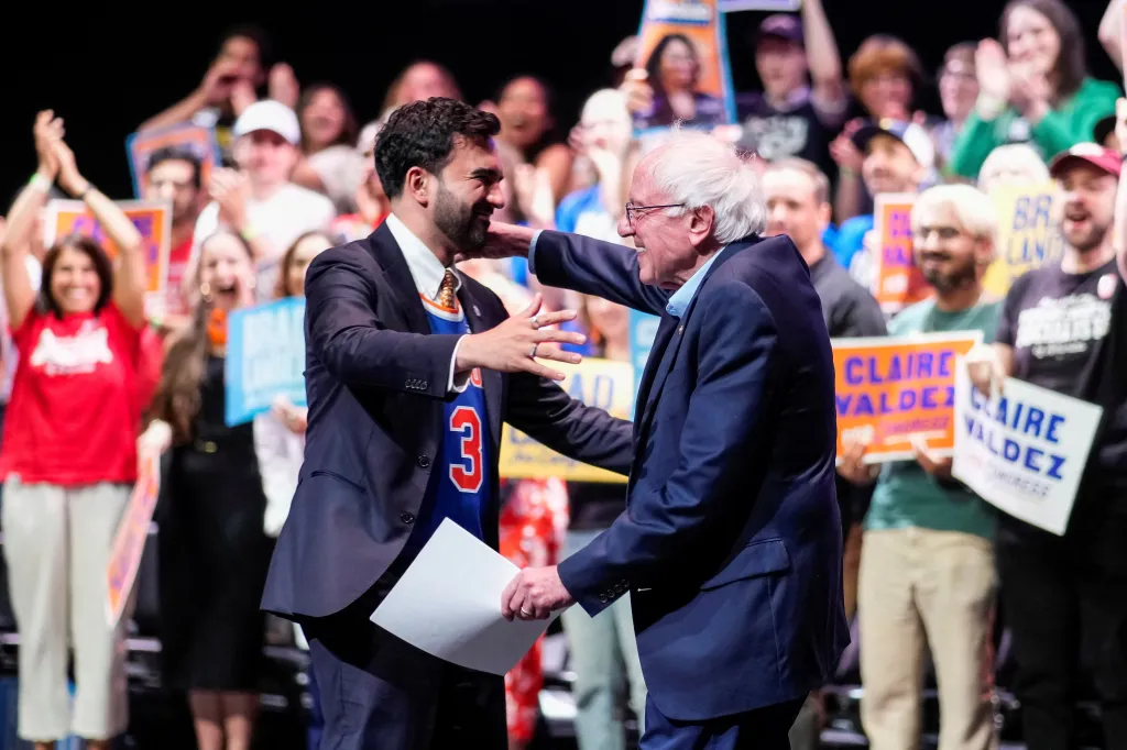 U.S. Senator Bernie Sanders and New York City Mayor Zohran Mamdani at a Get Out the Vote rally.