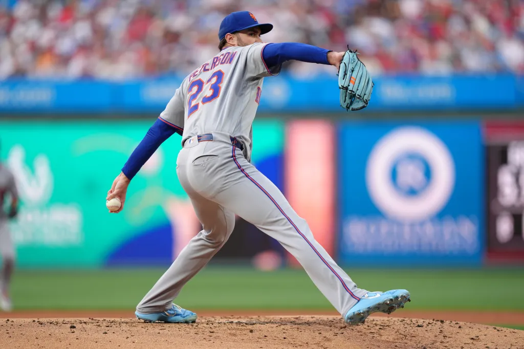 New York Mets relief pitcher David Peterson throws a pitch.
