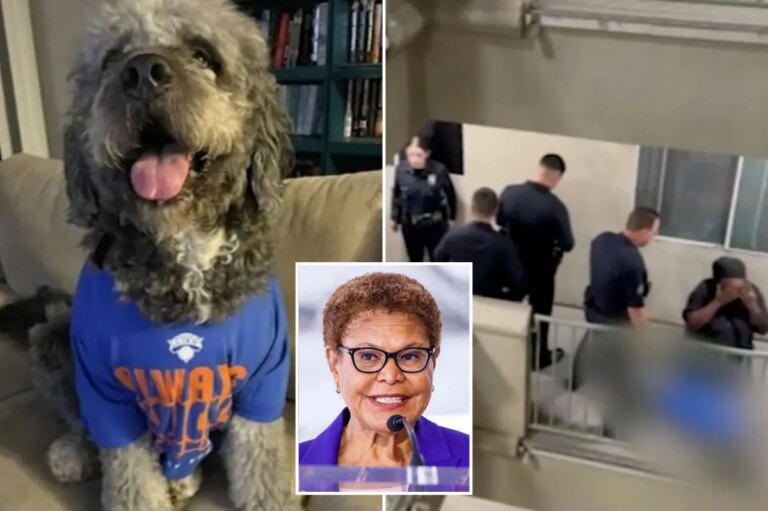 Karen Bass orders probe into dog shot by LAPD at Knicks celebration