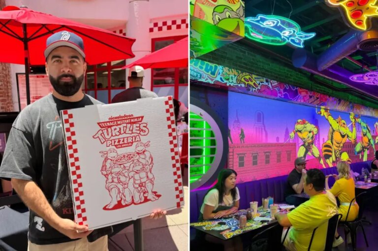 We tried Santa Monica’s Teenage Mutant Ninja Turtles pizzeria where pizzas cost up to $54