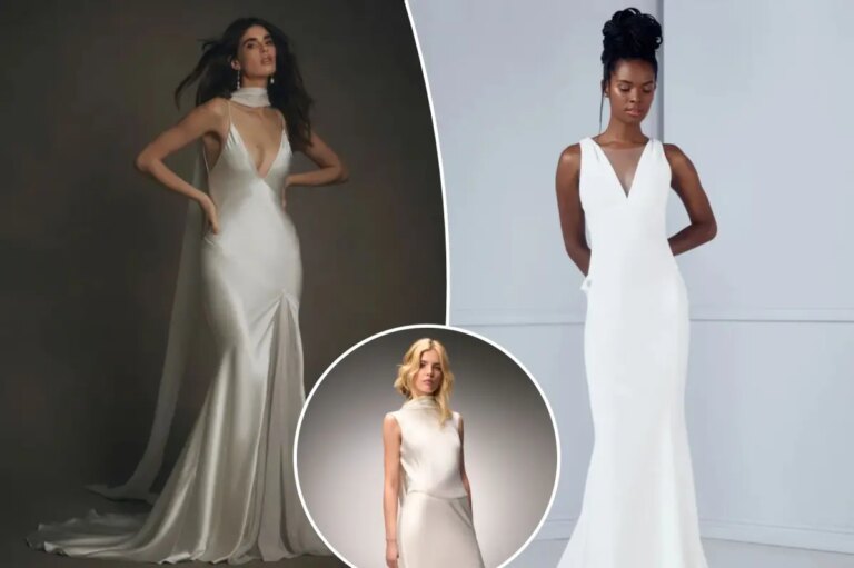 Minimalist gowns that channel the ’90s are on trend