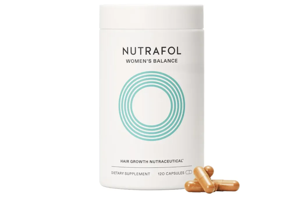 Nutrafol Women's Balance hair growth nutraceutical, a dietary supplement with 120 capsules.