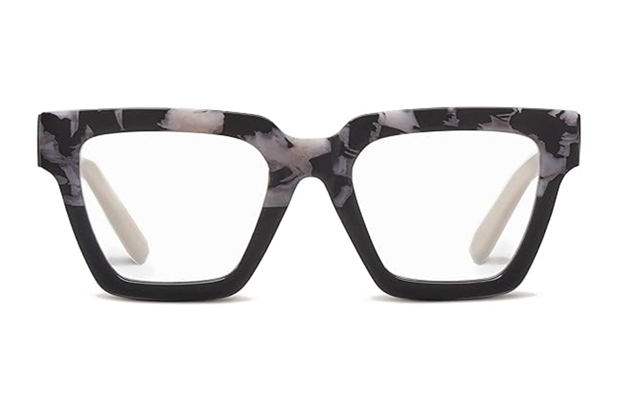 Black and white marble square frame glasses.