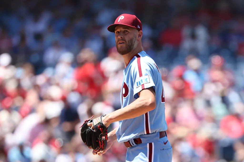Philadelphia Phillies pitcher Zack Wheeler during a game.