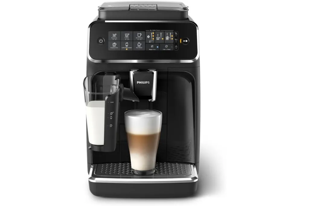 Philips espresso machine making a latte.