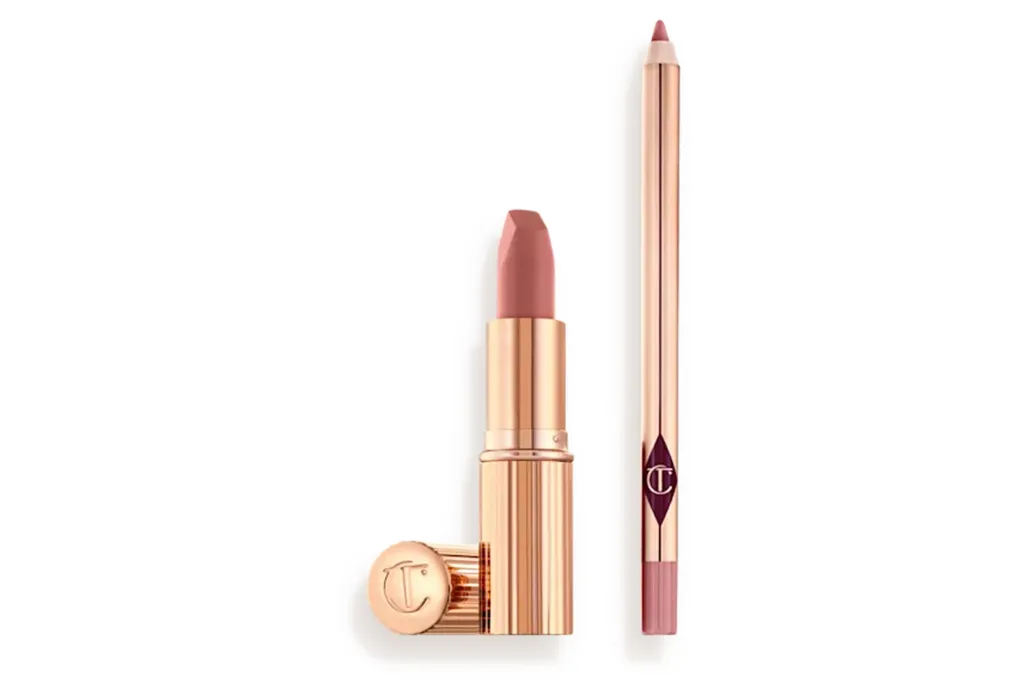 Pillow Talk lipstick and lip liner in rose gold packaging.