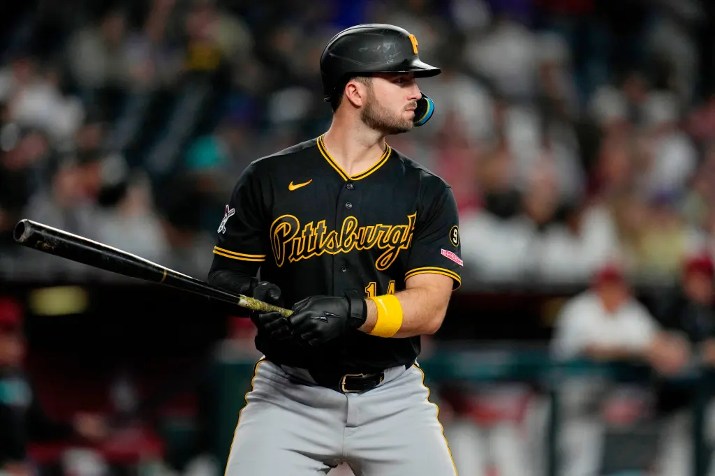 Joey Bart, a Pittsburgh Pirates baseball player, at bat.