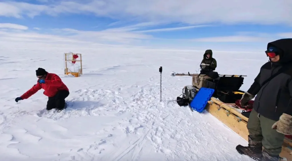 Scientists from Real Ice, which is funded by the UK government, pump ocean water to the surface in the winter and then measure it in the summer.