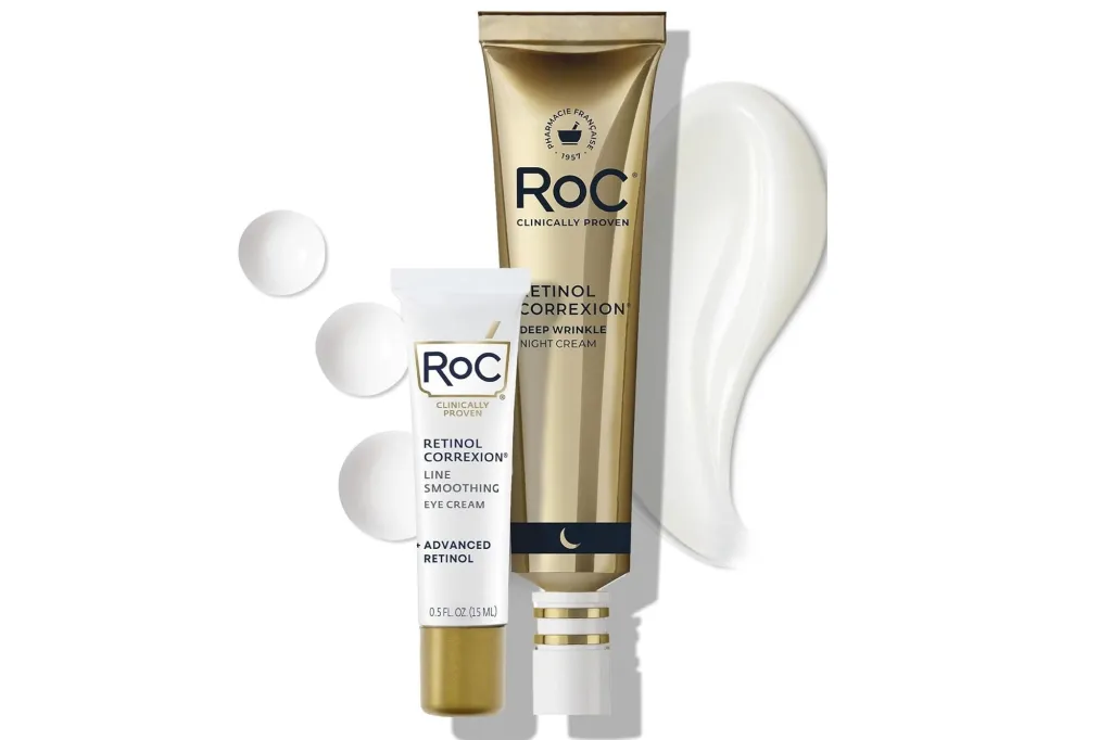 Two RoC Retinol Correxion products: a deep wrinkle night cream and a line smoothing eye cream.