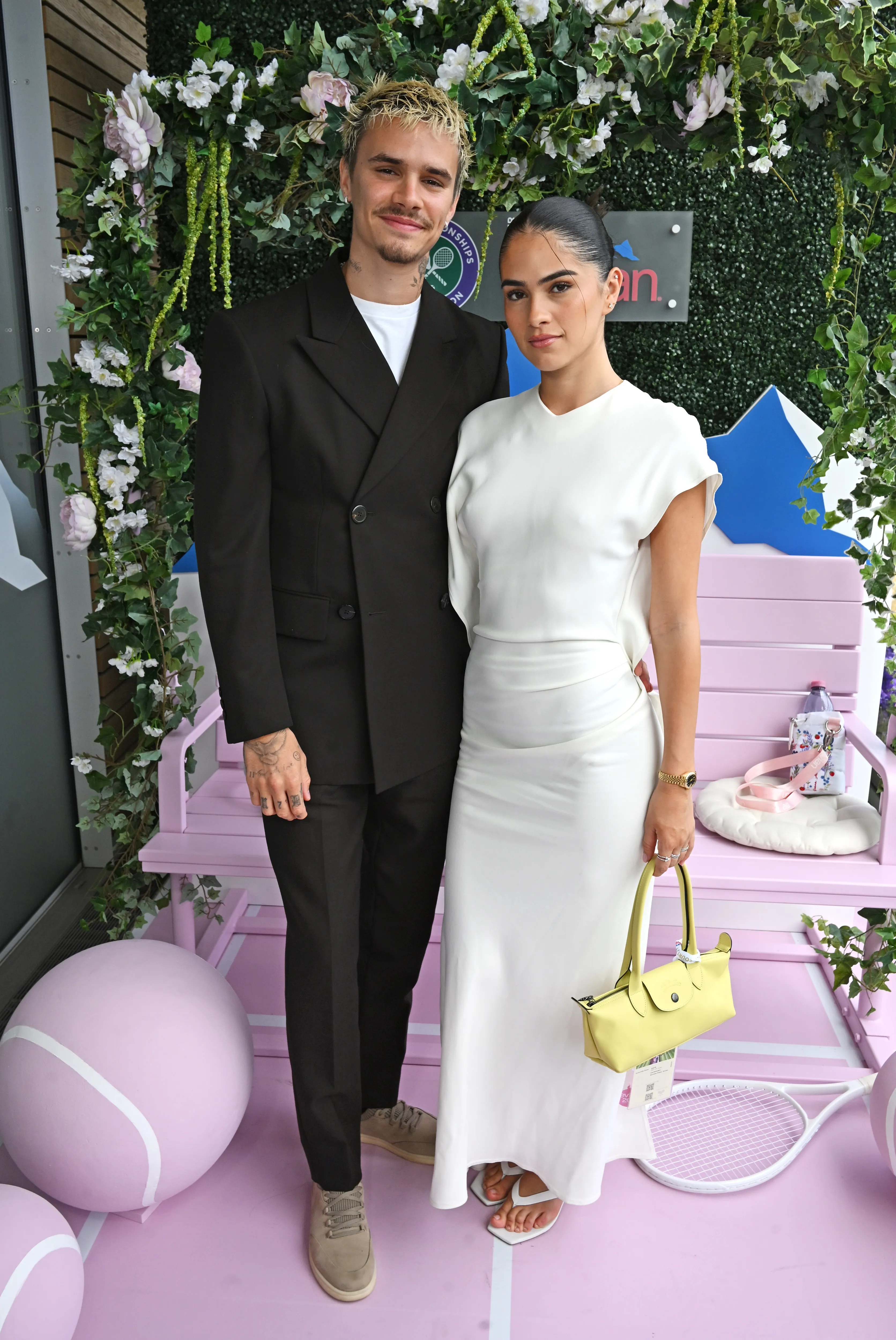 Romeo Beckham and Kim Turnbull attend the evian 'Mountain of Youth' VIP Suite 