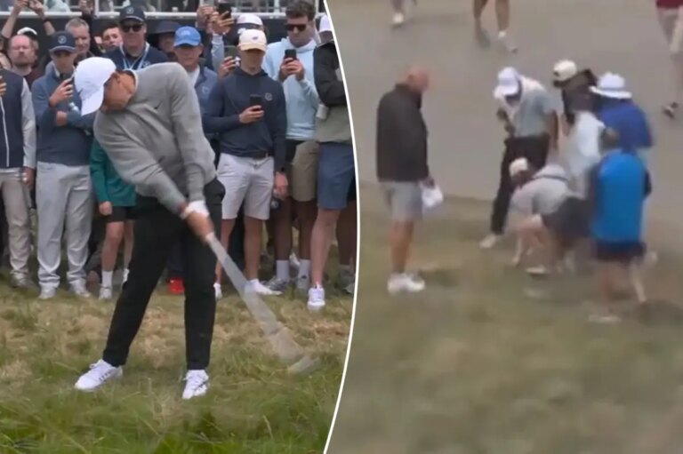 Fan picks up Rory McIlroy’s ball after wayward shot in wild US Open scene