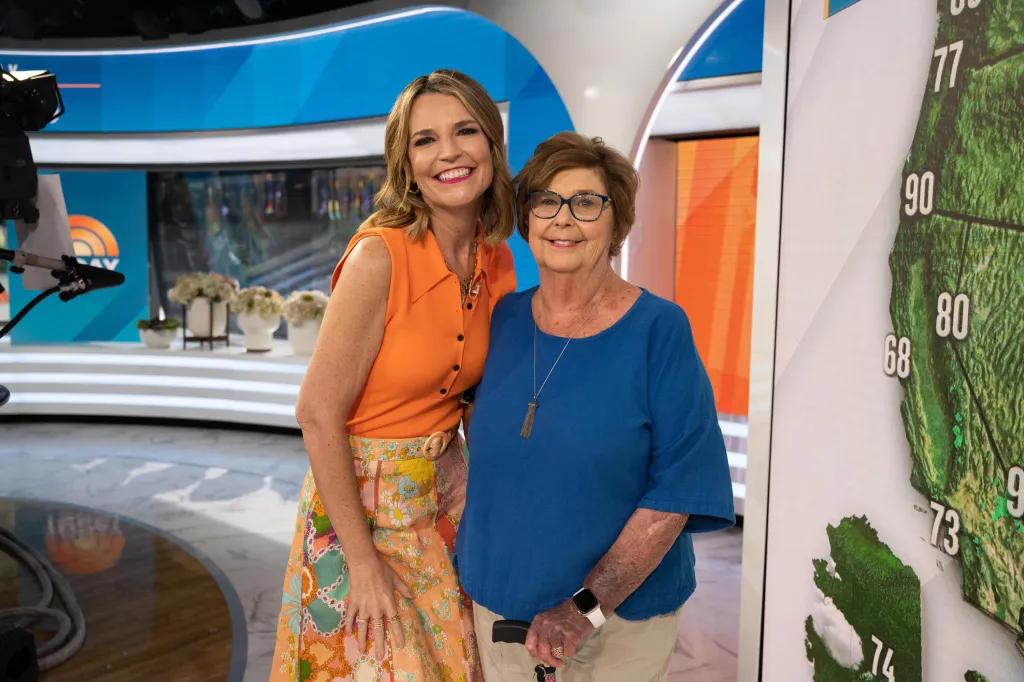 Savannah Guthrie and her mother Nancy Guthrie smiling for a photo on the TODAY show set.