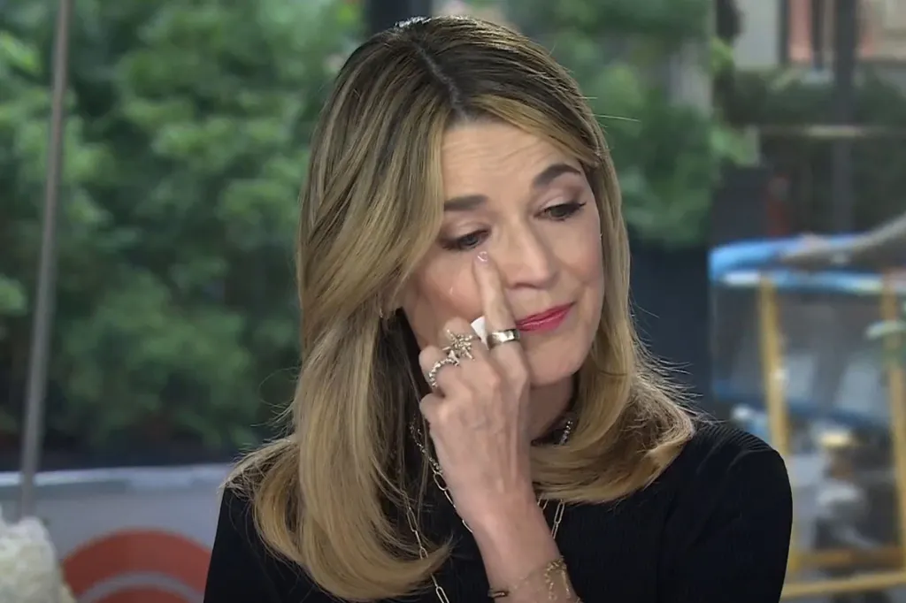 Savannah Guthrie on the Today show wiping away a tear.