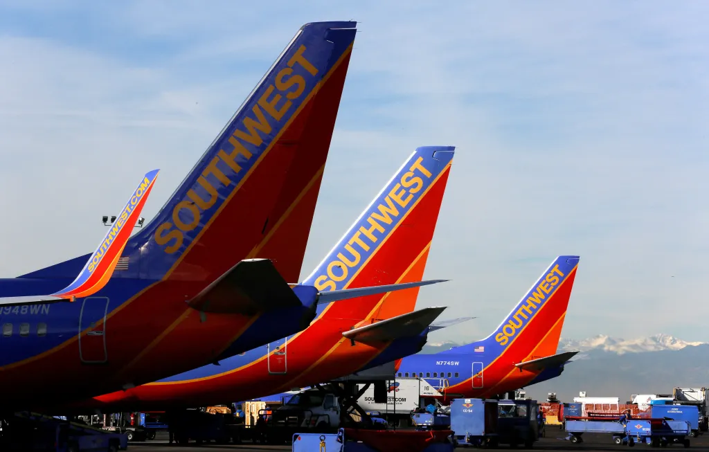 A ground equipment vehicle struck a Southwest Airlines plane as passengers were boarding at Memphis International Airport in Tennessee on Sunday afternoon.