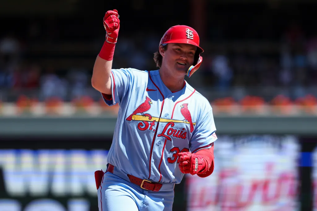 Blaze Jordan celebrating his first career home run.