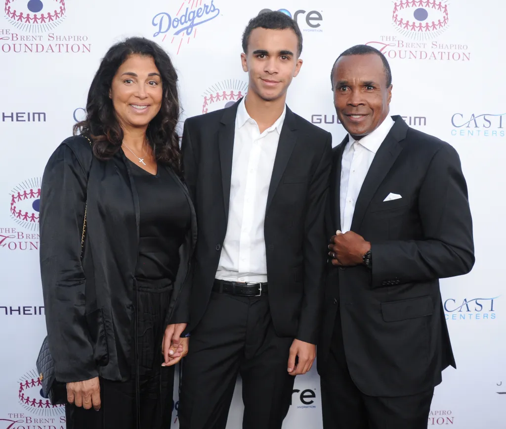 Sugar Ray Leonard, Bernadette Robi, and their son Daniel Ray Leonard attending the annual Brent Shapiro Foundation For Alcohol and Drug Prevention Summer Spectacular.