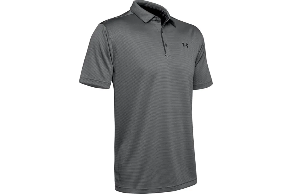 Under Armour golf polo shirt in dark grey.