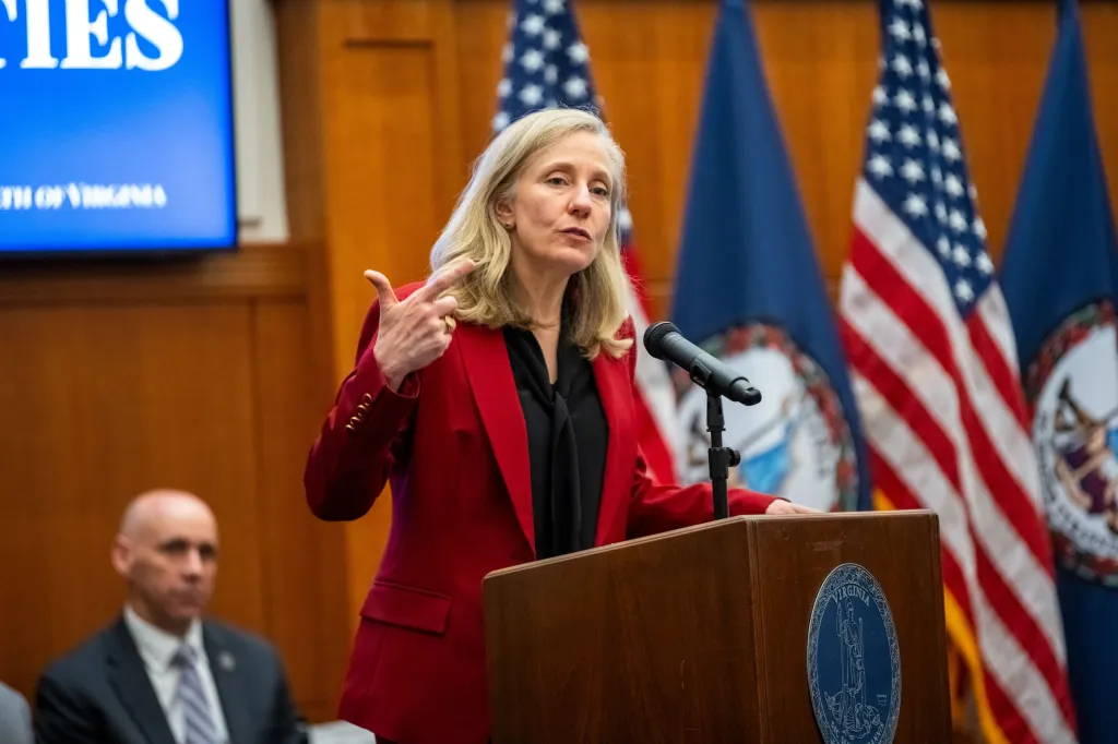 Virginia Gov. Abigail Spanbeger speaks at an event in Richmond, Virginia, on June 16, 2026.