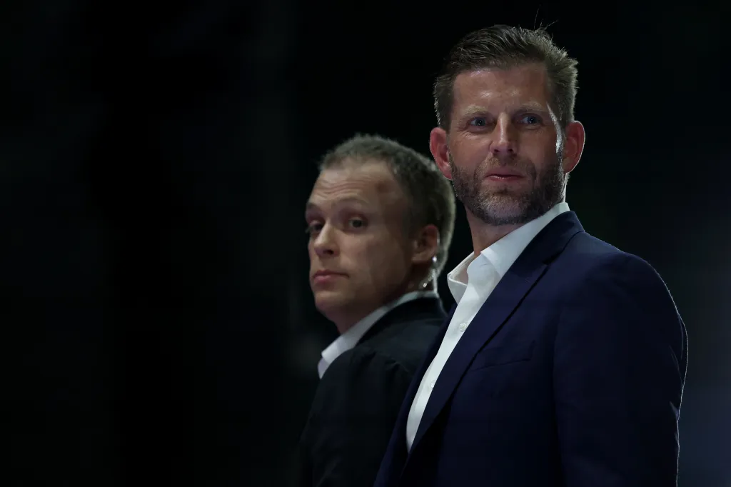 Eric Trump looking on during UFC Freedom 250.
