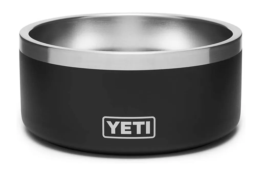 Yeti black stainless steel dog bowl.