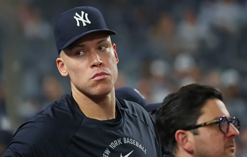 A dejected Aaron Judge looks on during the Yankees' ugly 9-3 loss to the Tigers on June 30, 2026 at the Stadium.