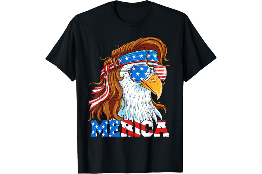 Merica Eagle Mullet Fourth of July American Flag Patriotic T-Shirt
